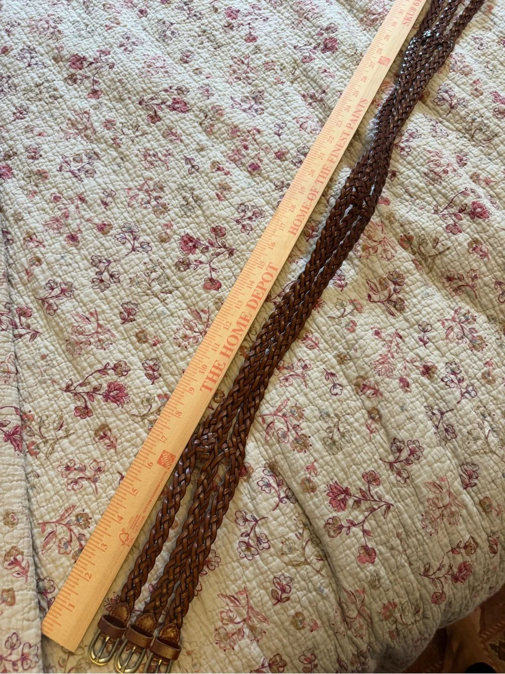 Vintage Braided Triple-Wrap Brown Leather Waist Belt - Unbranded